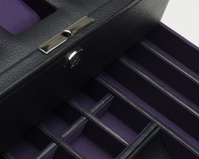WOLF 1834 - Windsor 10 Piece Watch Box with Drawer - Black/Purple