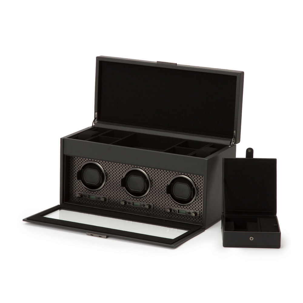 WOLF 1834 - Axis Triple Watch Winder With Storage - Powder Coat