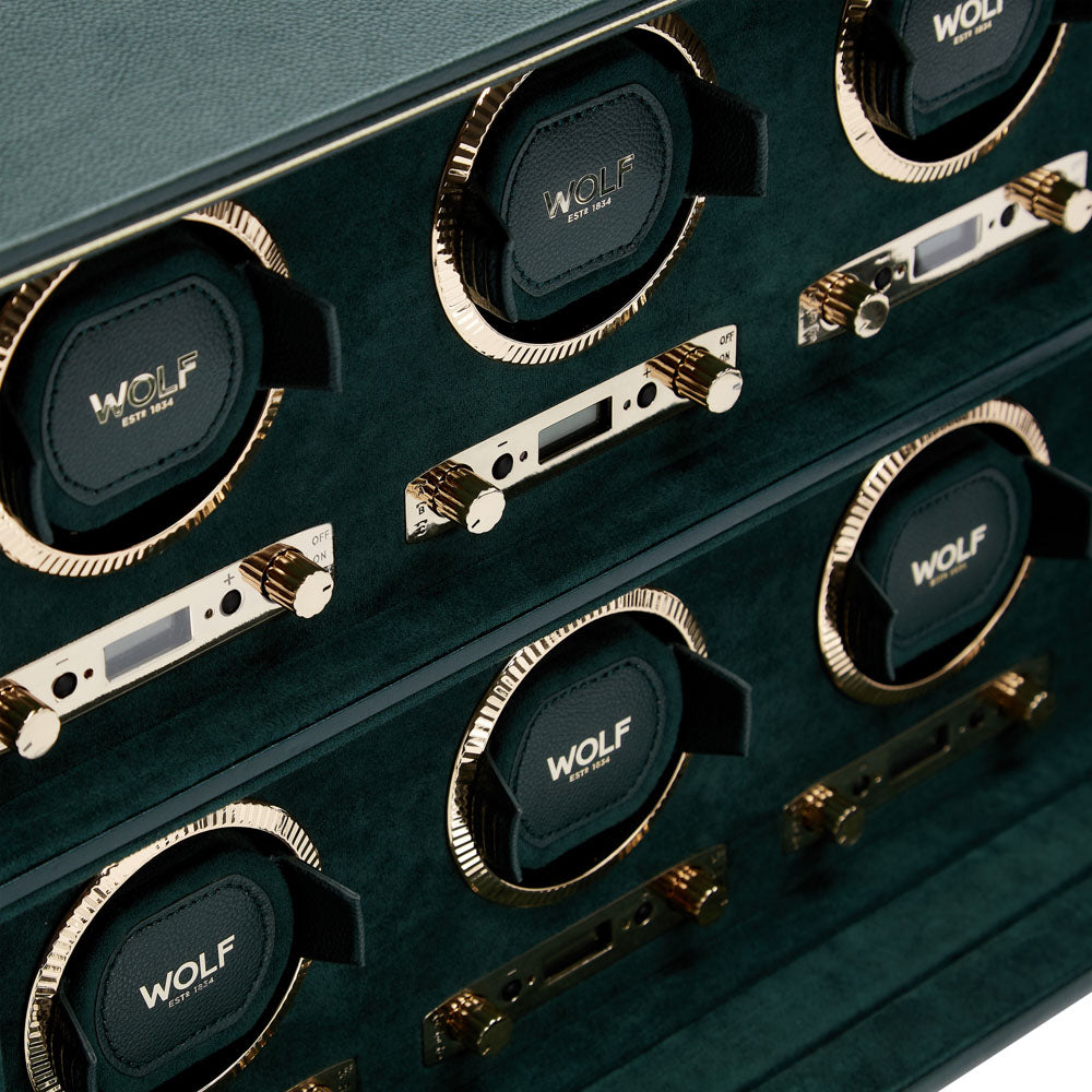 WOLF 1834 - British Racing 6 Piece Watch Winder - Green