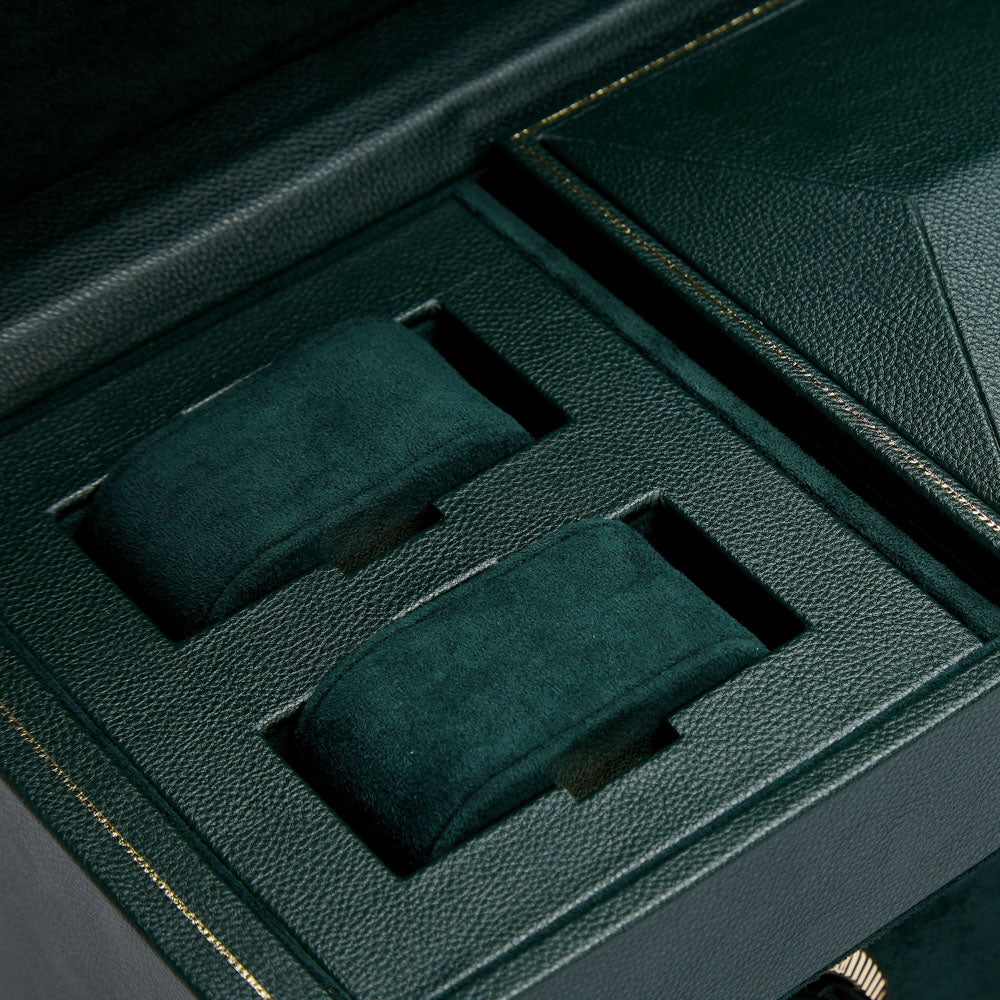 WOLF 1834 - British Racing Triple Watch Winder with Storage - Green