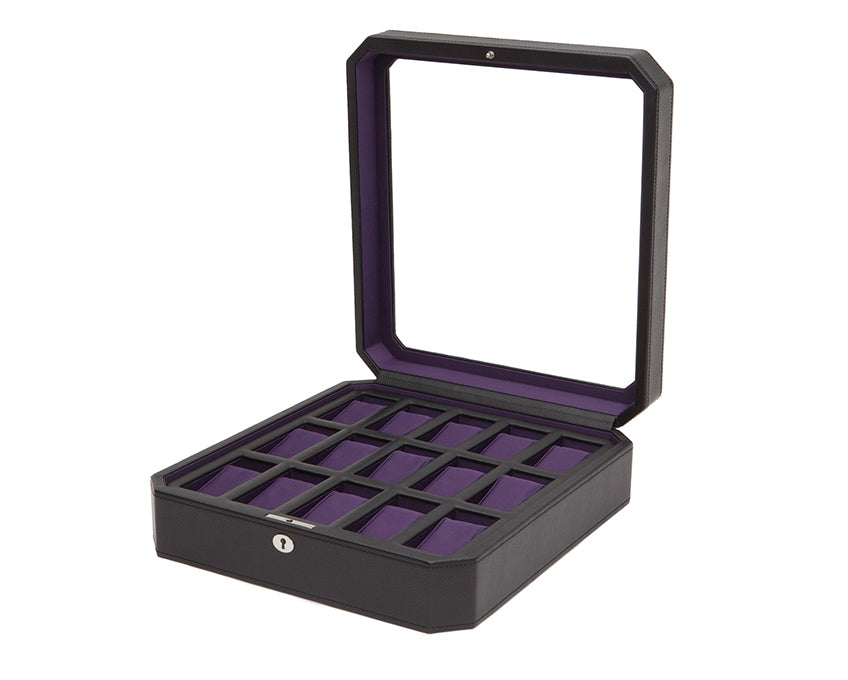 WOLF 1834 - Windsor 15 Piece Watch Box - Black/Purple