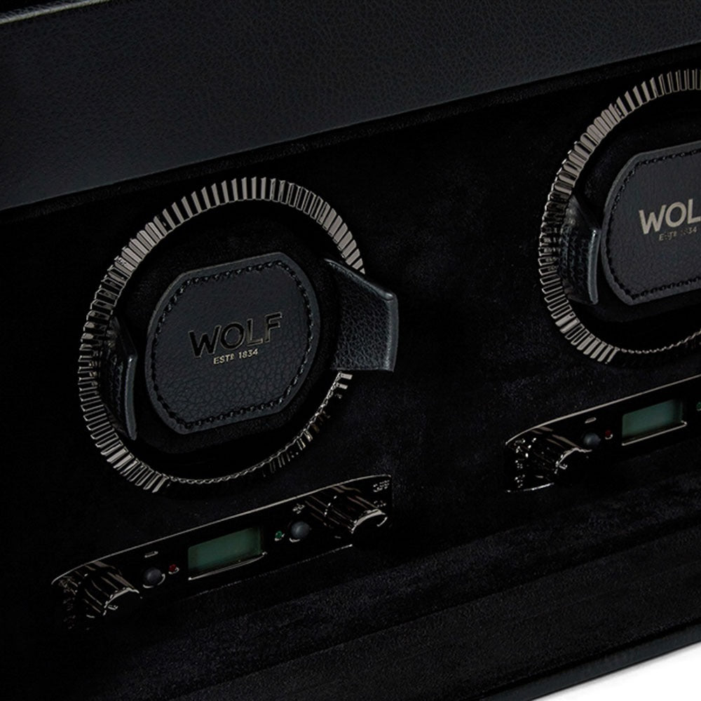 WOLF 1834 - British Racing Double Watch Winder with Storage - Black