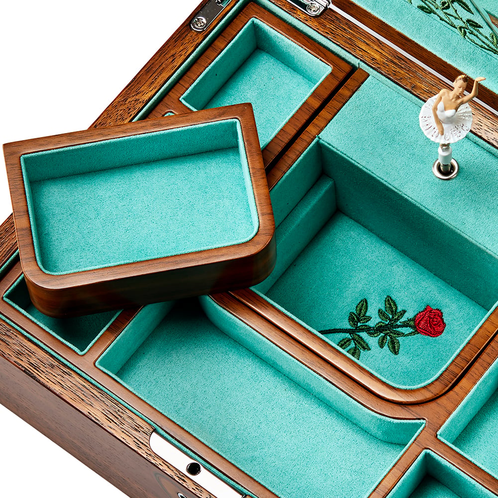 WOLF 1834 - Ballet Musical Jewellery Box – Sleeping Beauty Walnut Wood