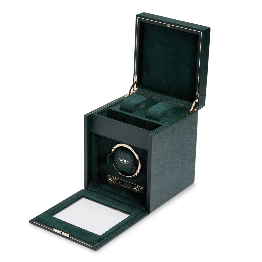 WOLF 1834 - British Racing Single Watch Winder with Storage - Green