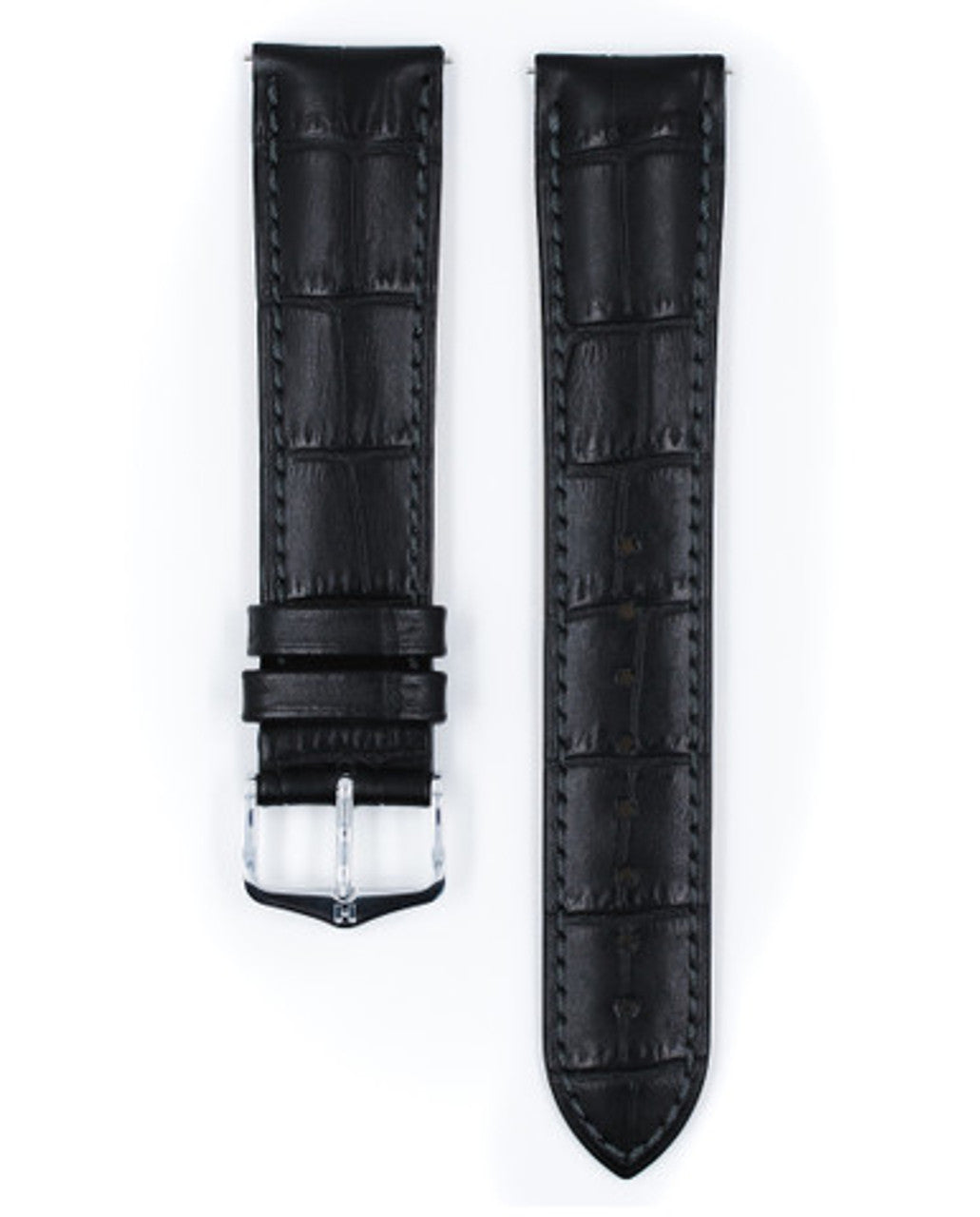 HIRSCH DUKE Open End Alligator Embossed Calfskin Watch Strap 010 28 OE - Black