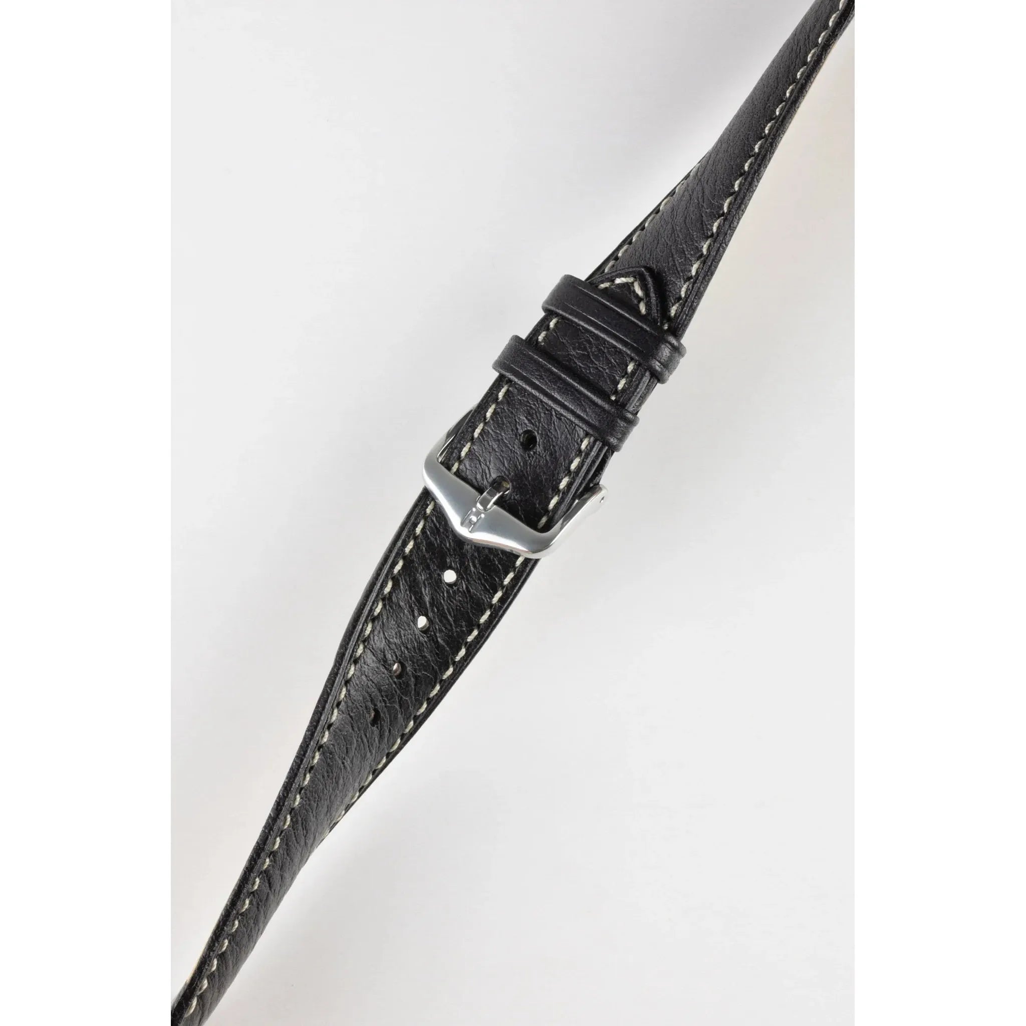 Black HIRSCH BOSTON Buffalo Calfskin Watch Strap 013 02