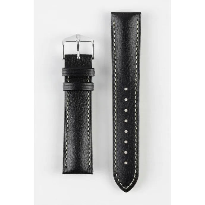 Black HIRSCH BOSTON Buffalo Calfskin Watch Strap 013 02 NQ