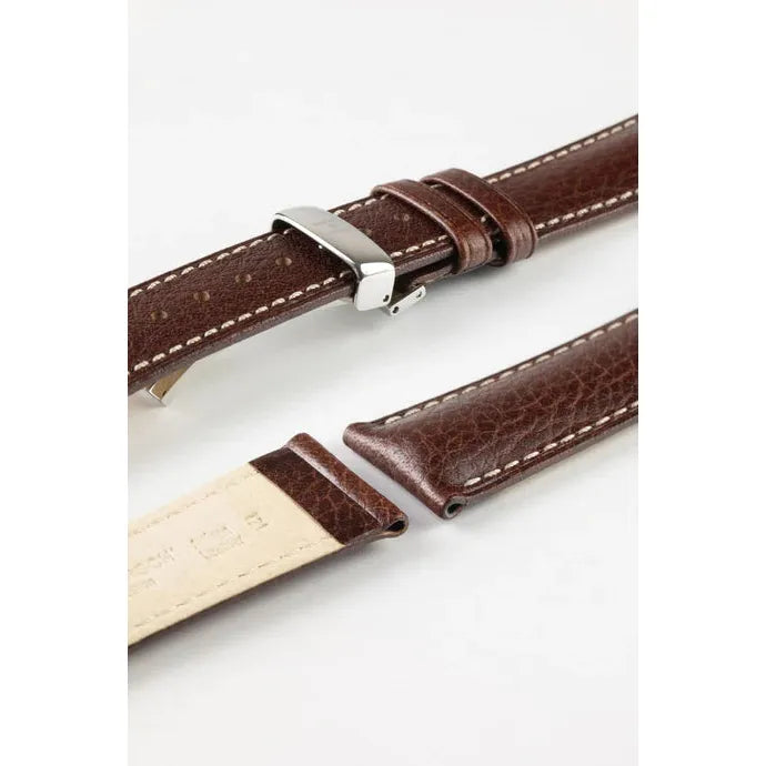 Brown HIRSCH BOSTON Buffalo Calfskin Watch Strap 013 02 NQ