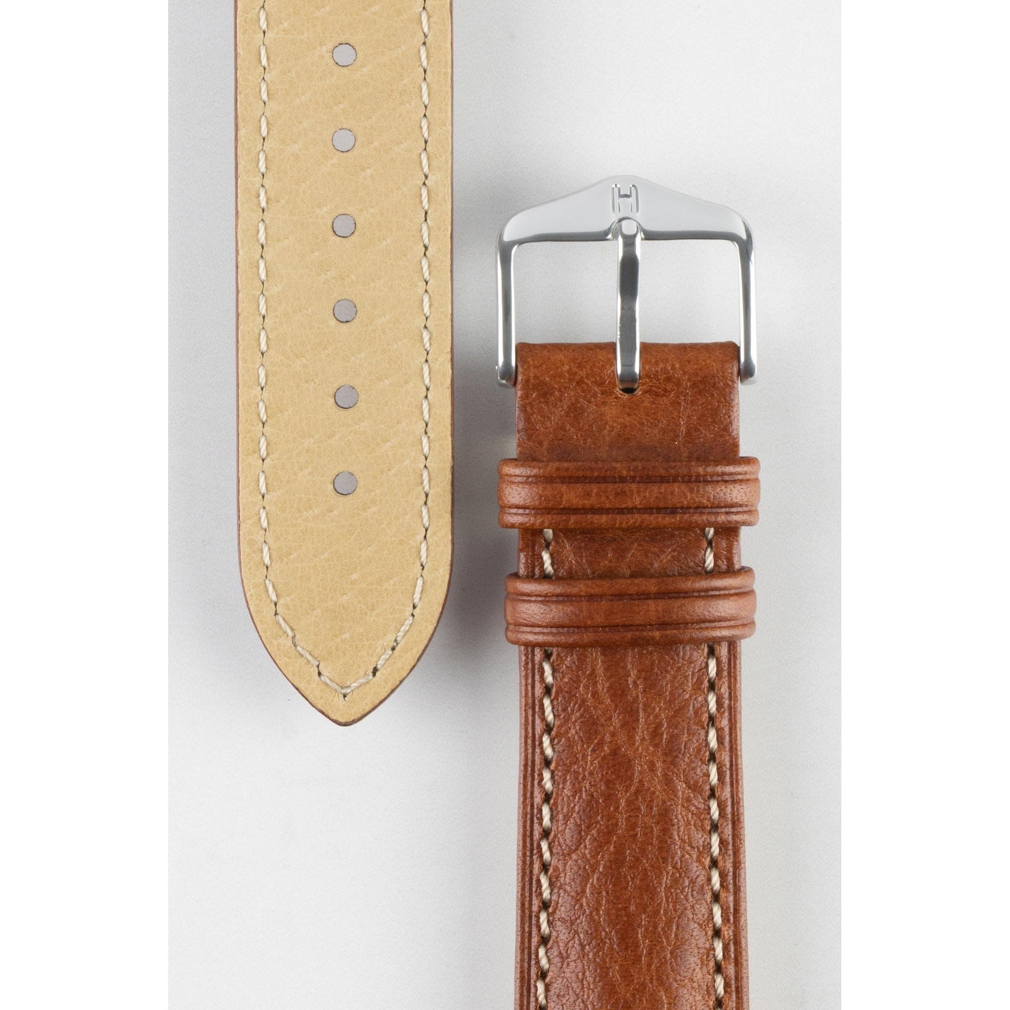 Gold Brown HIRSCH BOSTON Buffalo Calfskin Watch Strap 013 02