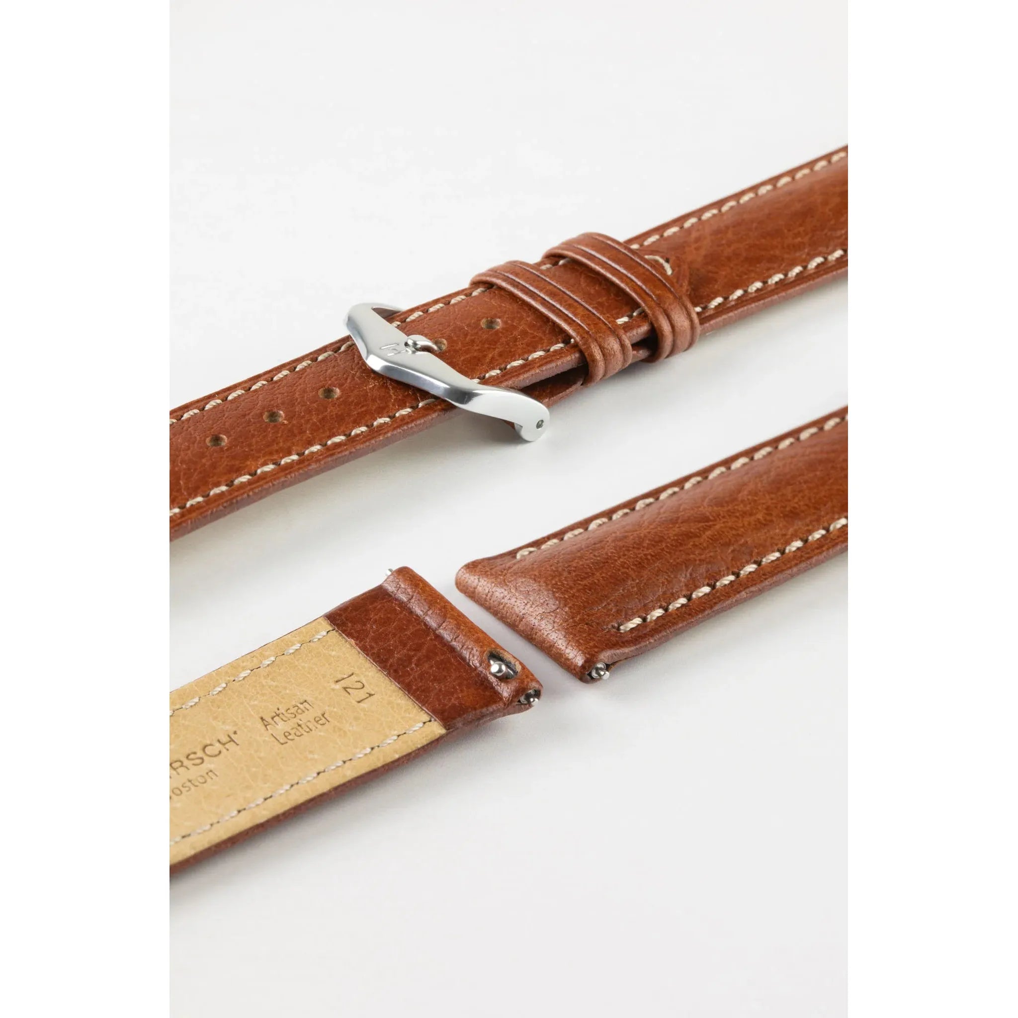 Gold Brown HIRSCH BOSTON Buffalo Calfskin Watch Strap 013 02