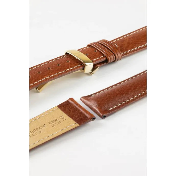 Gold Brown HIRSCH BOSTON Buffalo Calfskin Watch Strap 013 02 NQ