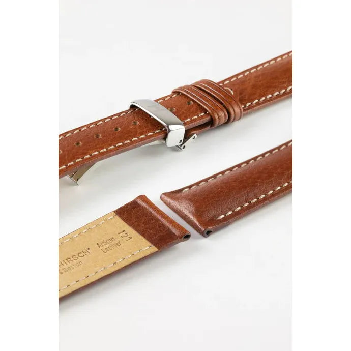 Gold Brown HIRSCH BOSTON Buffalo Calfskin Watch Strap 013 02 NQ