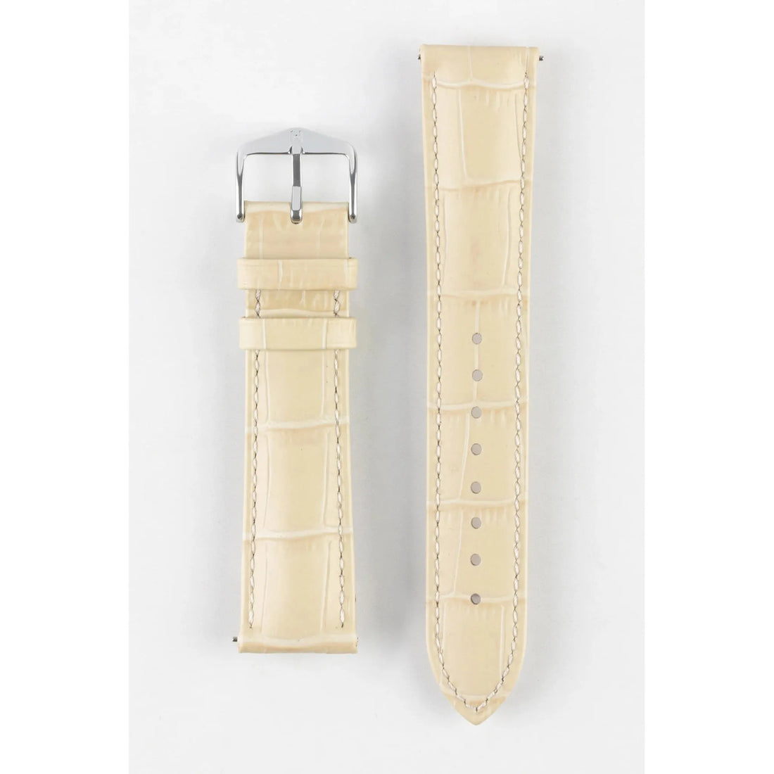 Beige HIRSCH DUKE Alligator Embossed Calfskin Watch Strap 010 28