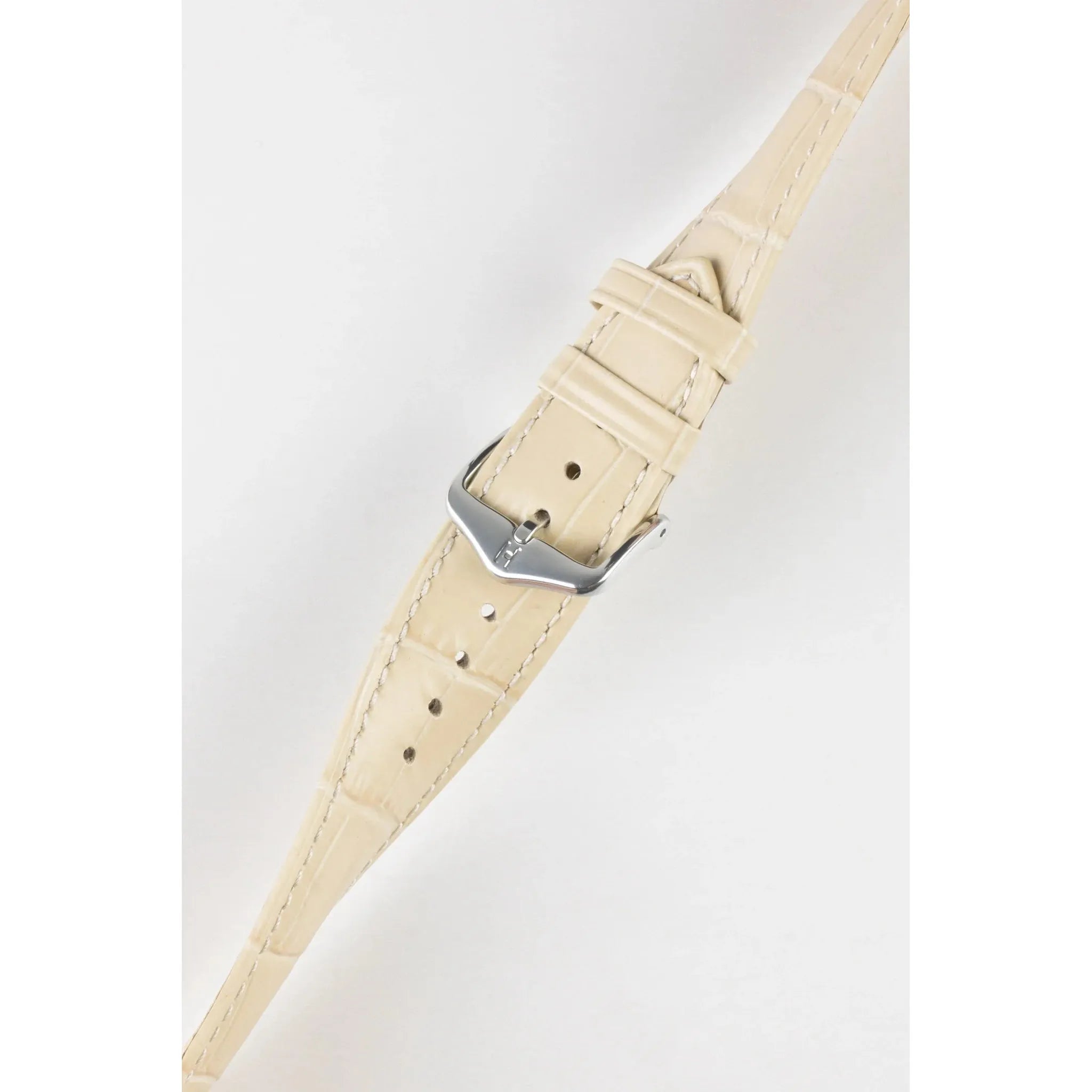 Beige HIRSCH DUKE Alligator Embossed Calfskin Watch Strap 010 28