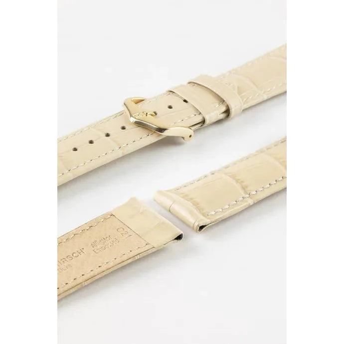 Beige HIRSCH DUKE Alligator Embossed Watch Strap 010 28 NQ