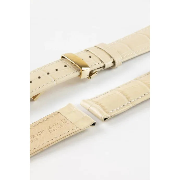 Beige HIRSCH DUKE Alligator Embossed Watch Strap 010 28 NQ