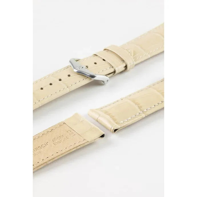 Beige HIRSCH DUKE Alligator Embossed Watch Strap 010 28 NQ