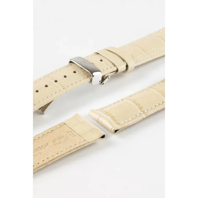 Beige HIRSCH DUKE Alligator Embossed Watch Strap 010 28 NQ