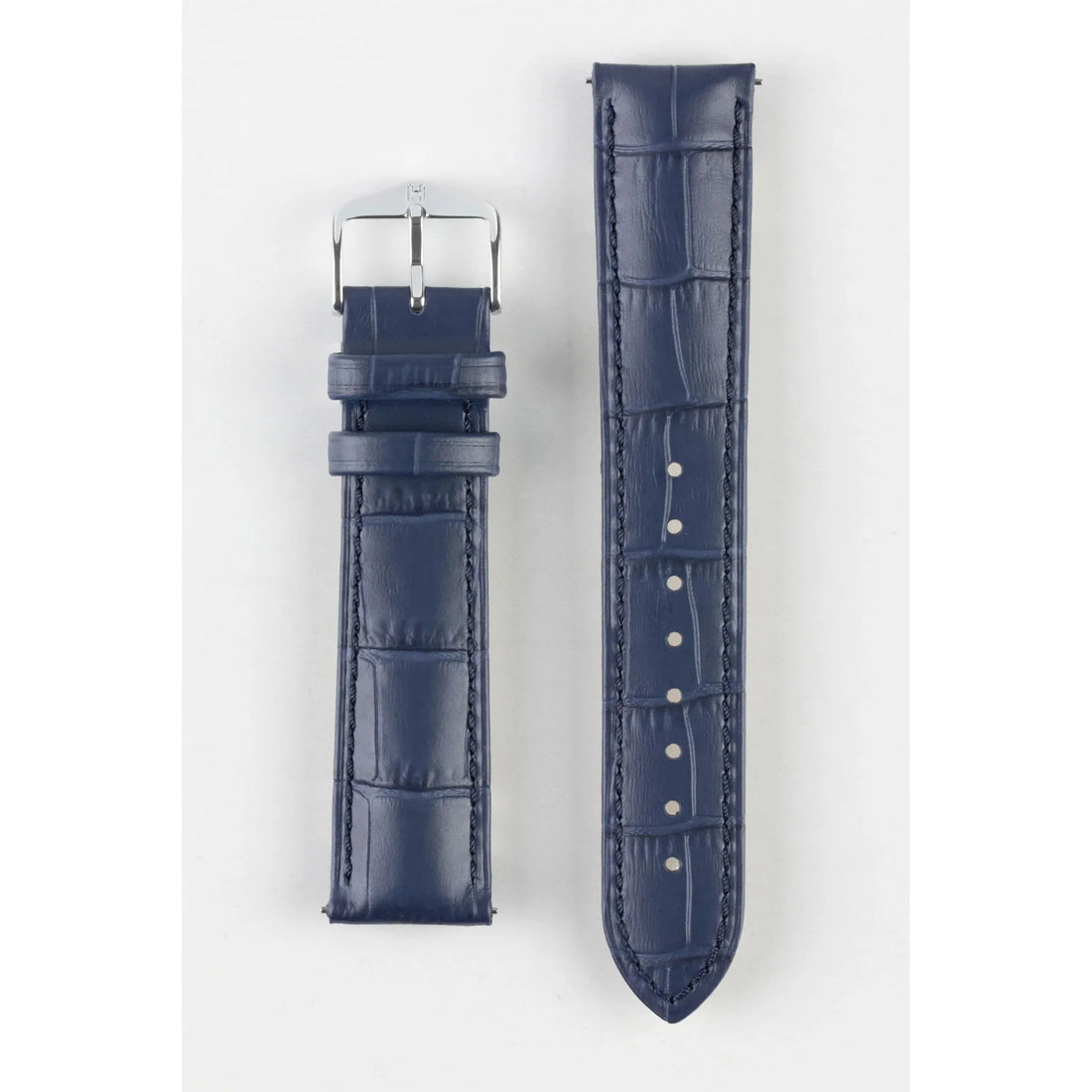 Blue HIRSCH DUKE Alligator Embossed Calfskin Watch Strap 010 28