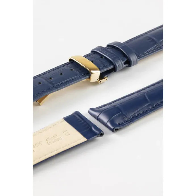 Blue HIRSCH DUKE Alligator Embossed Watch Strap 010 28 NQ