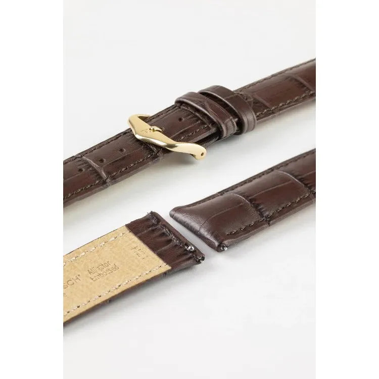 Brown HIRSCH DUKE Alligator Embossed Calfskin Watch Strap 010 28