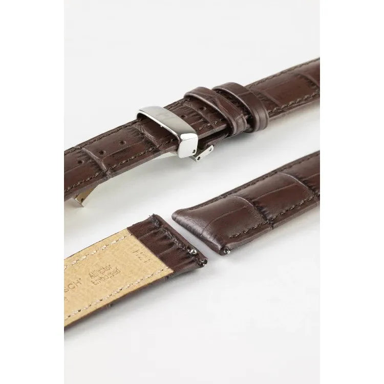 Brown HIRSCH DUKE Alligator Embossed Calfskin Watch Strap 010 28