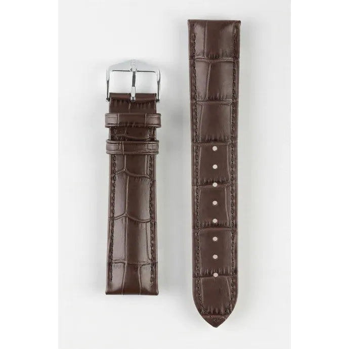 Brown HIRSCH DUKE Alligator Embossed Watch Strap 010 28 NQ