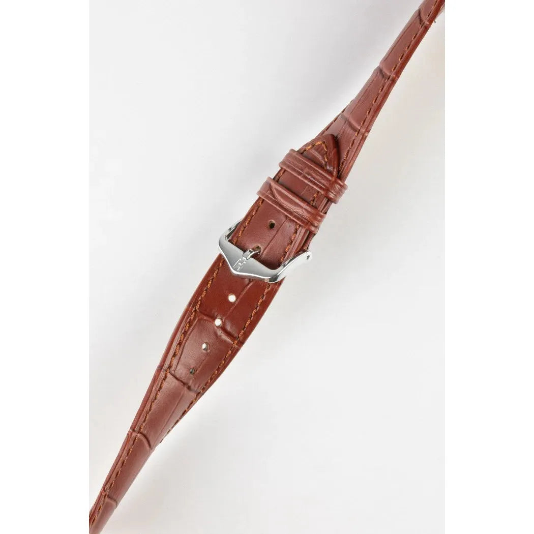 Gold Brown HIRSCH DUKE Alligator Embossed Calfskin Watch Strap 010 28