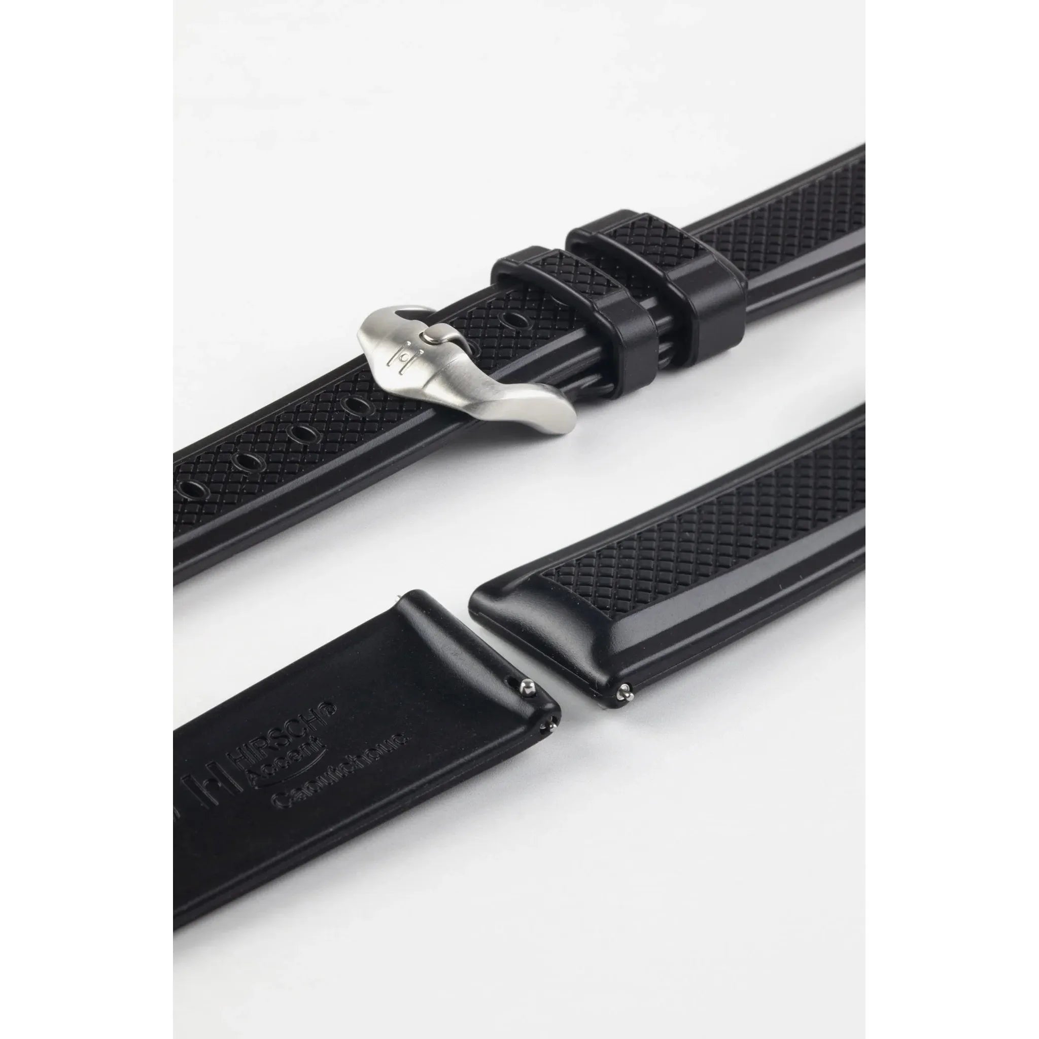 Black HIRSCH ACCENT Premium Caoutchouc Watchband 4047 88