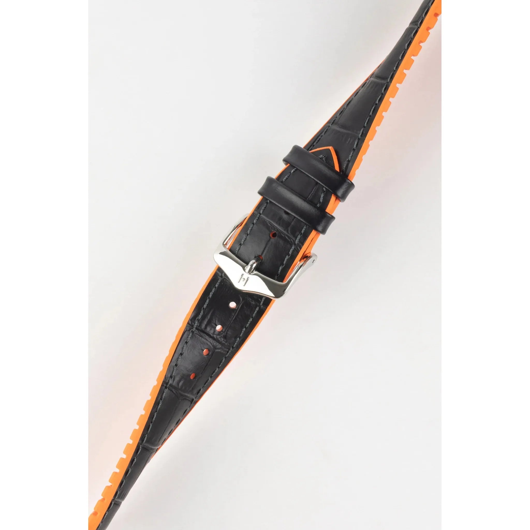 Black &amp; Orange HIRSCH ANDY Performance Alligator Embossed Calfskin Watch Band 092 76 28