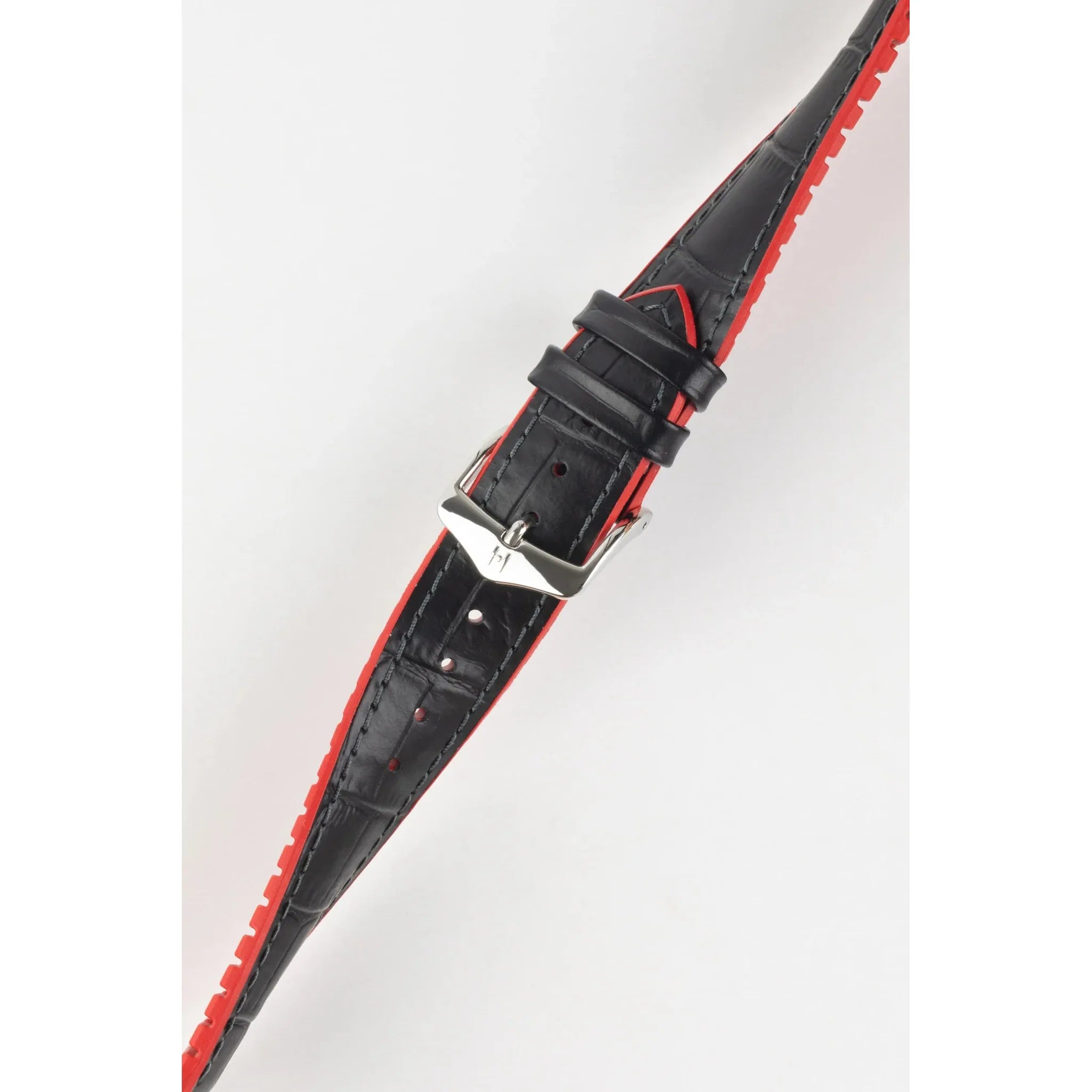 Black &amp; Red HIRSCH ANDY Performance Alligator Embossed Calfskin Watch Band 092 20 28