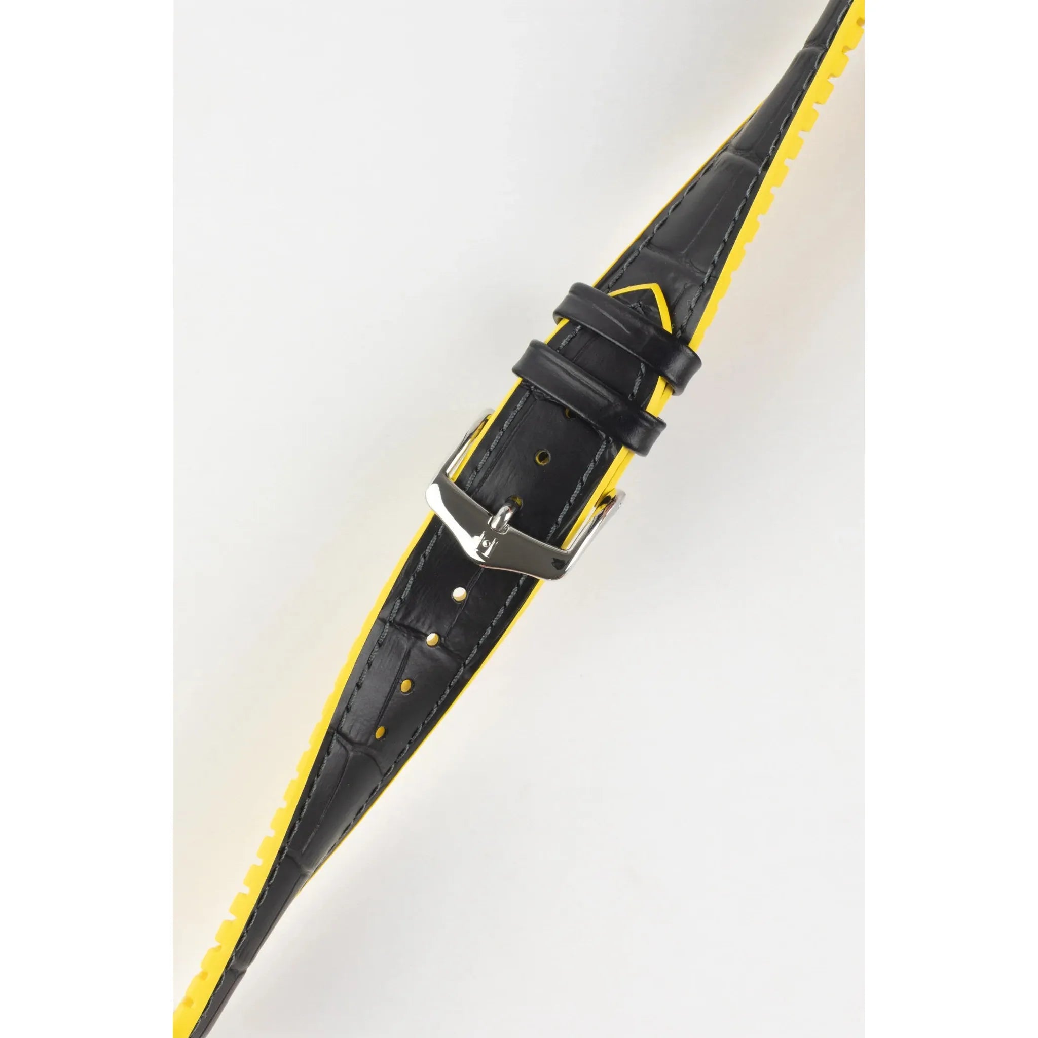 Black &amp; Yellow HIRSCH ANDY Performance Alligator Embossed Calfskin Watch Band 092 72 28