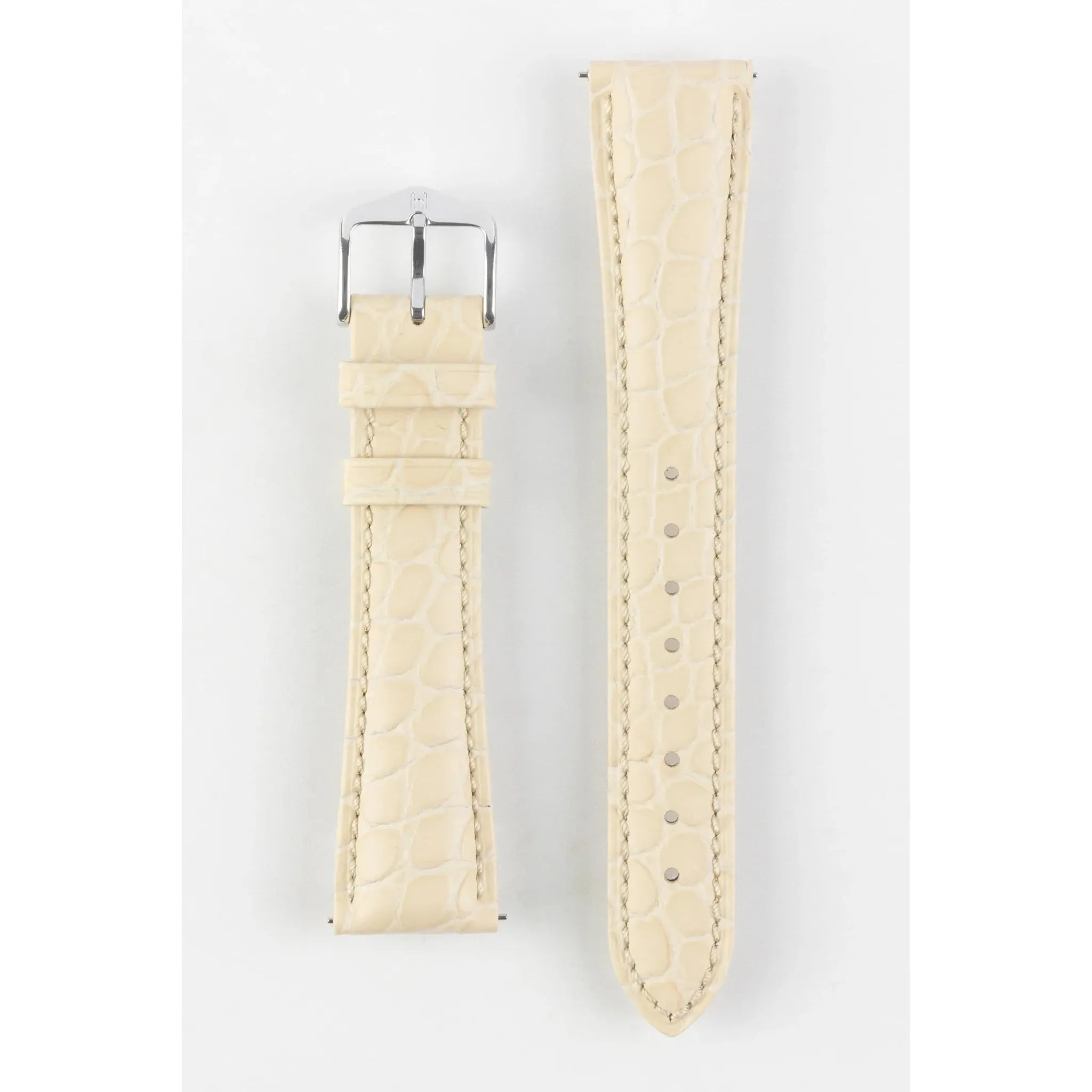 Beige HIRSCH ARISTOCRAT Crocodile Flank Embossed Calfskin Watch Band 038 28