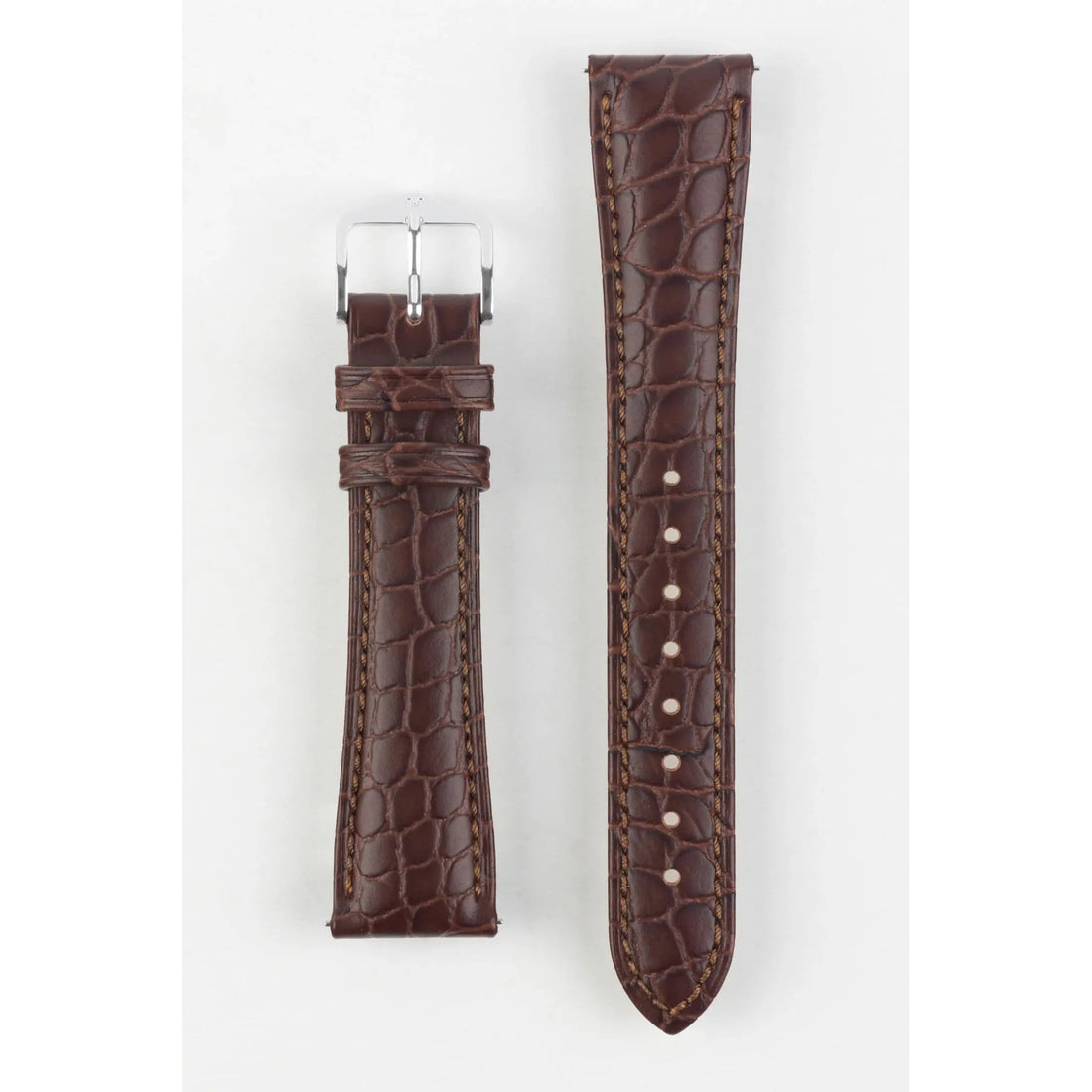 Brown HIRSCH ARISTOCRAT Crocodile Flank Embossed Calfskin Watch Band 038 28