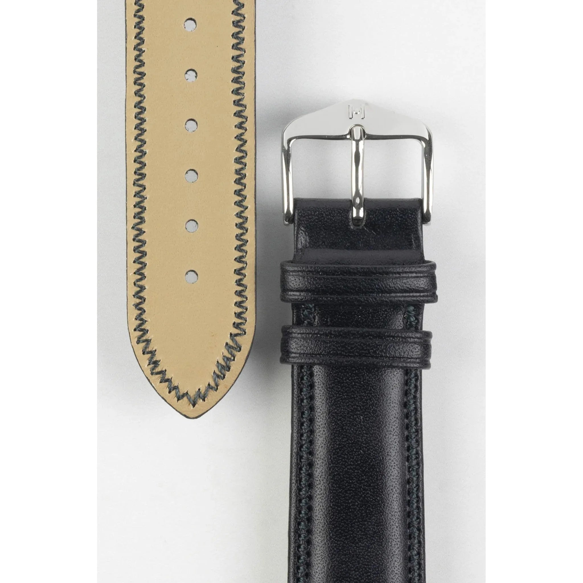 Black HIRSCH ASCOT English Calfskin Watch Strap 015 75