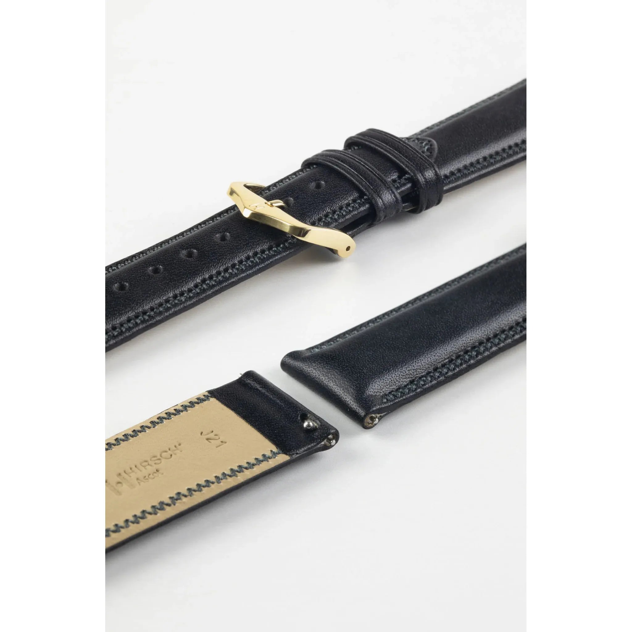 Black HIRSCH ASCOT English Calfskin Watch Strap 015 75