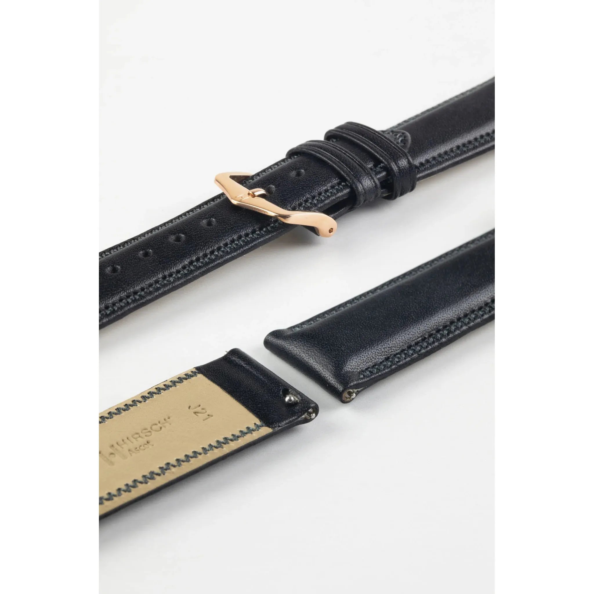 Black HIRSCH ASCOT English Calfskin Watch Strap 015 75