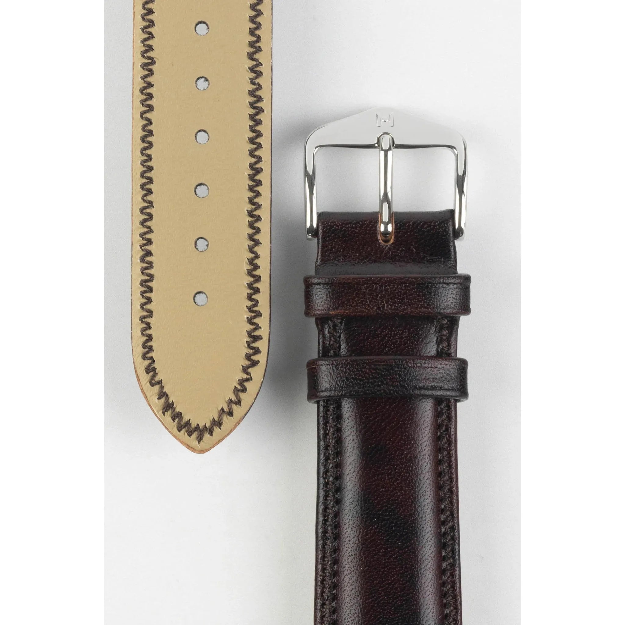 Brown HIRSCH ASCOT English Calfskin Watch Strap 015 75