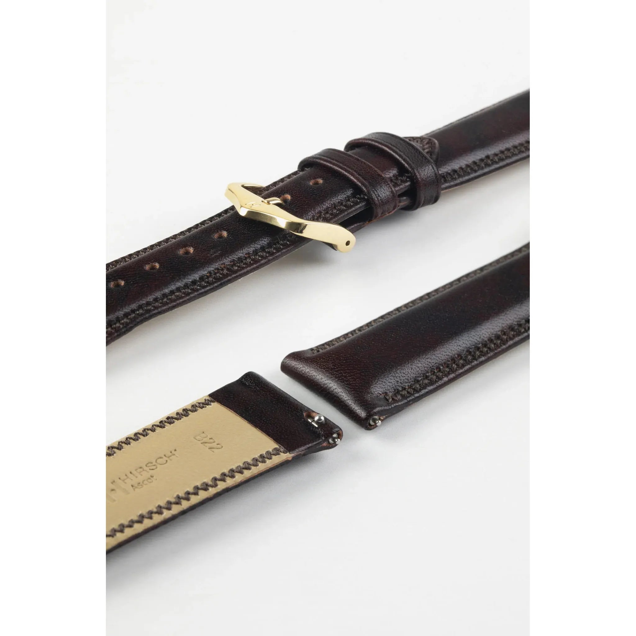 Brown HIRSCH ASCOT English Calfskin Watch Strap 015 75