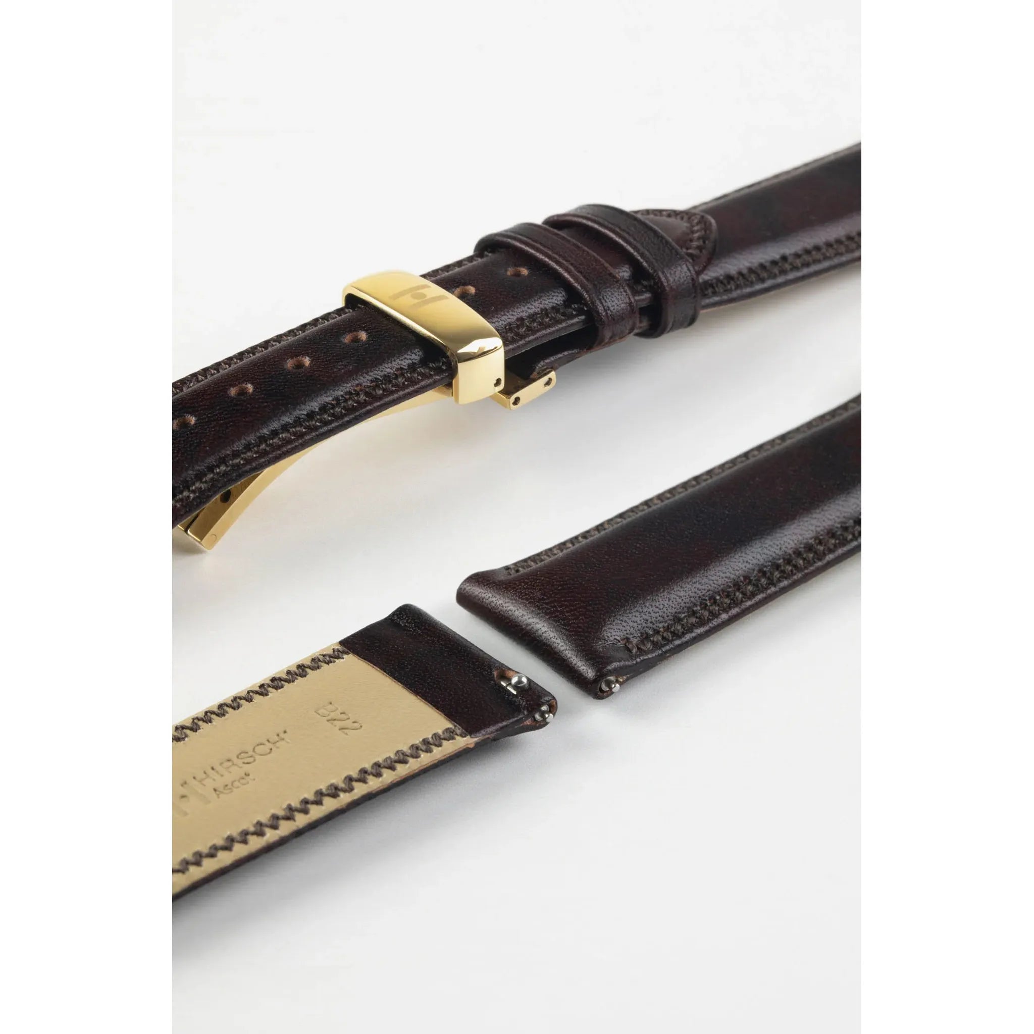 Brown HIRSCH ASCOT English Calfskin Watch Strap 015 75