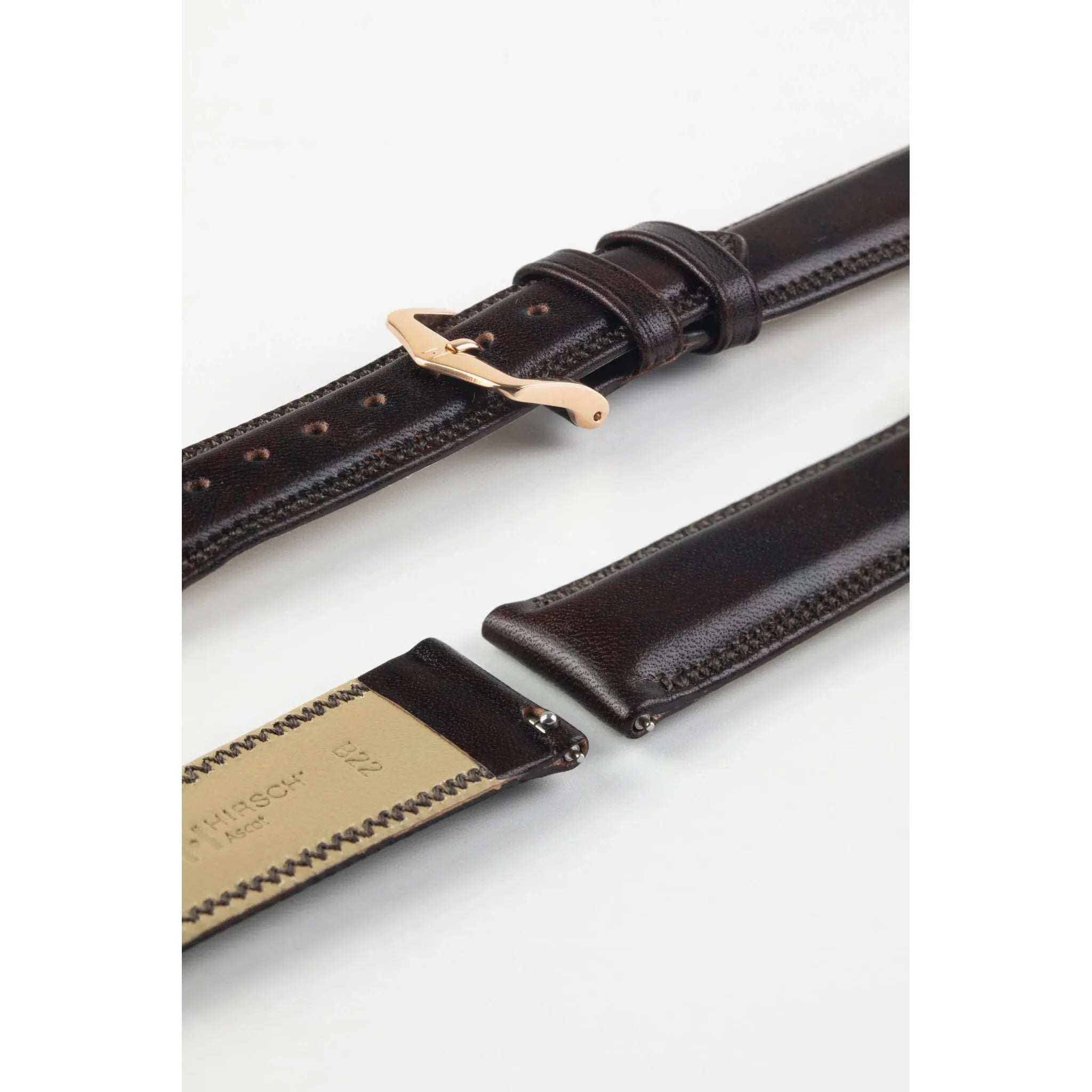 Brown HIRSCH ASCOT English Calfskin Watch Strap 015 75