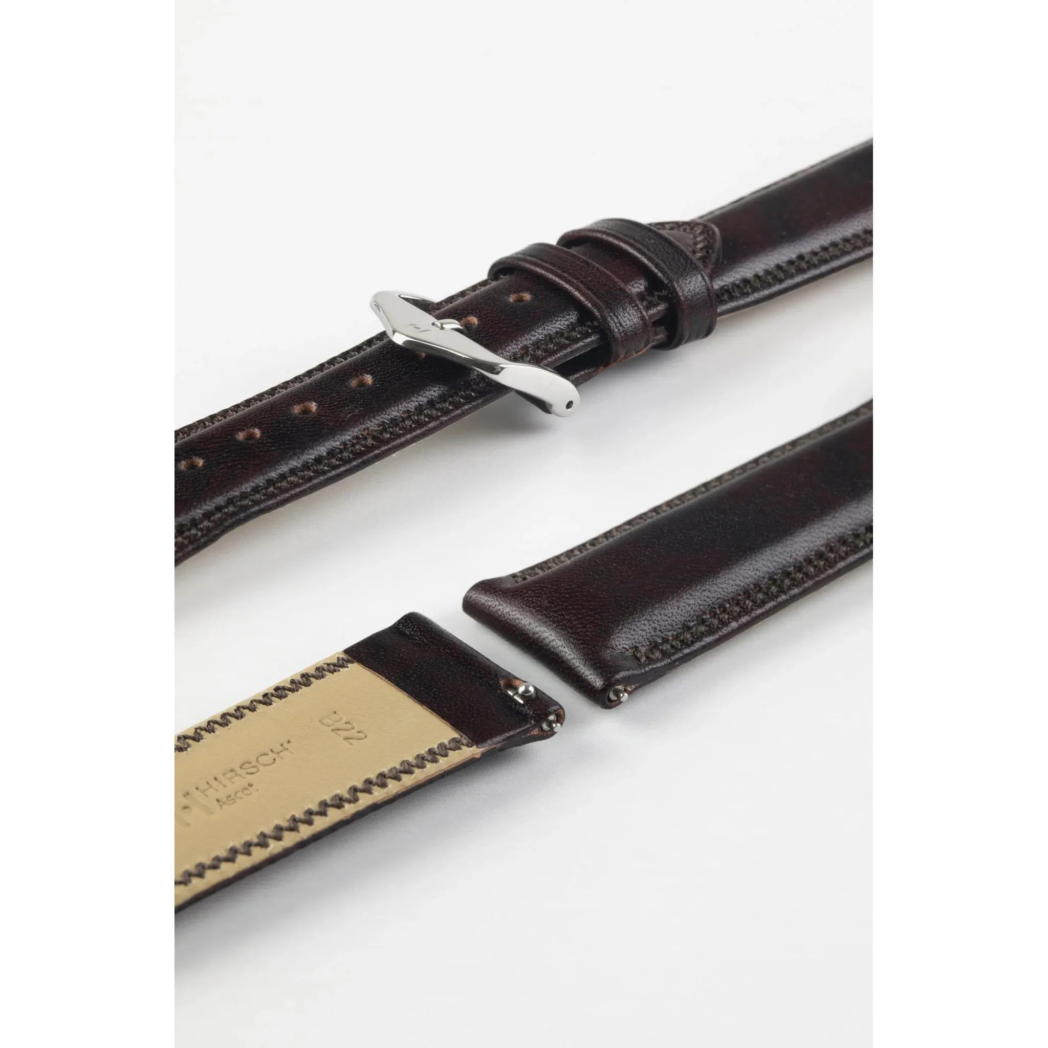 Brown HIRSCH ASCOT English Calfskin Watch Strap 015 75