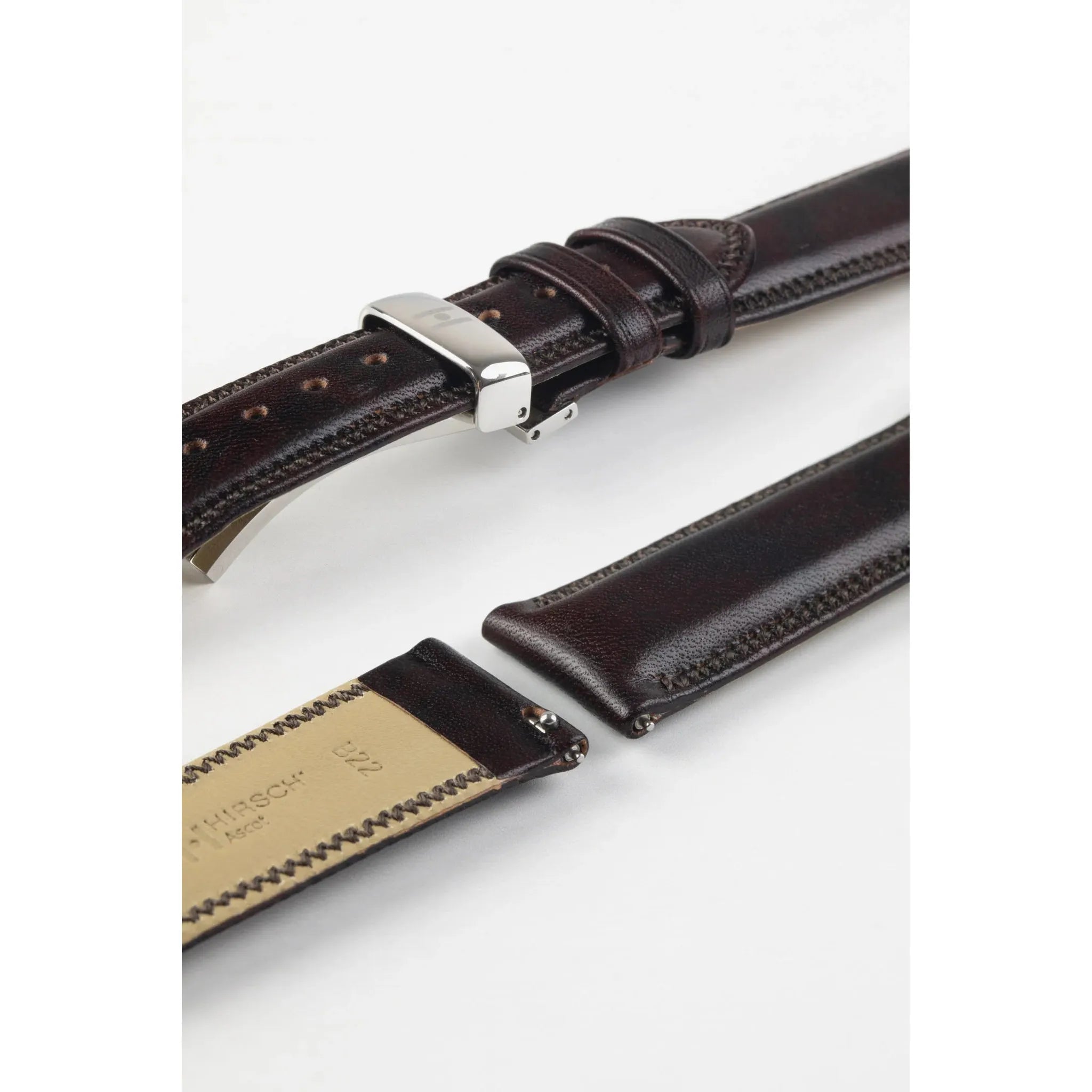 Brown HIRSCH ASCOT English Calfskin Watch Strap 015 75