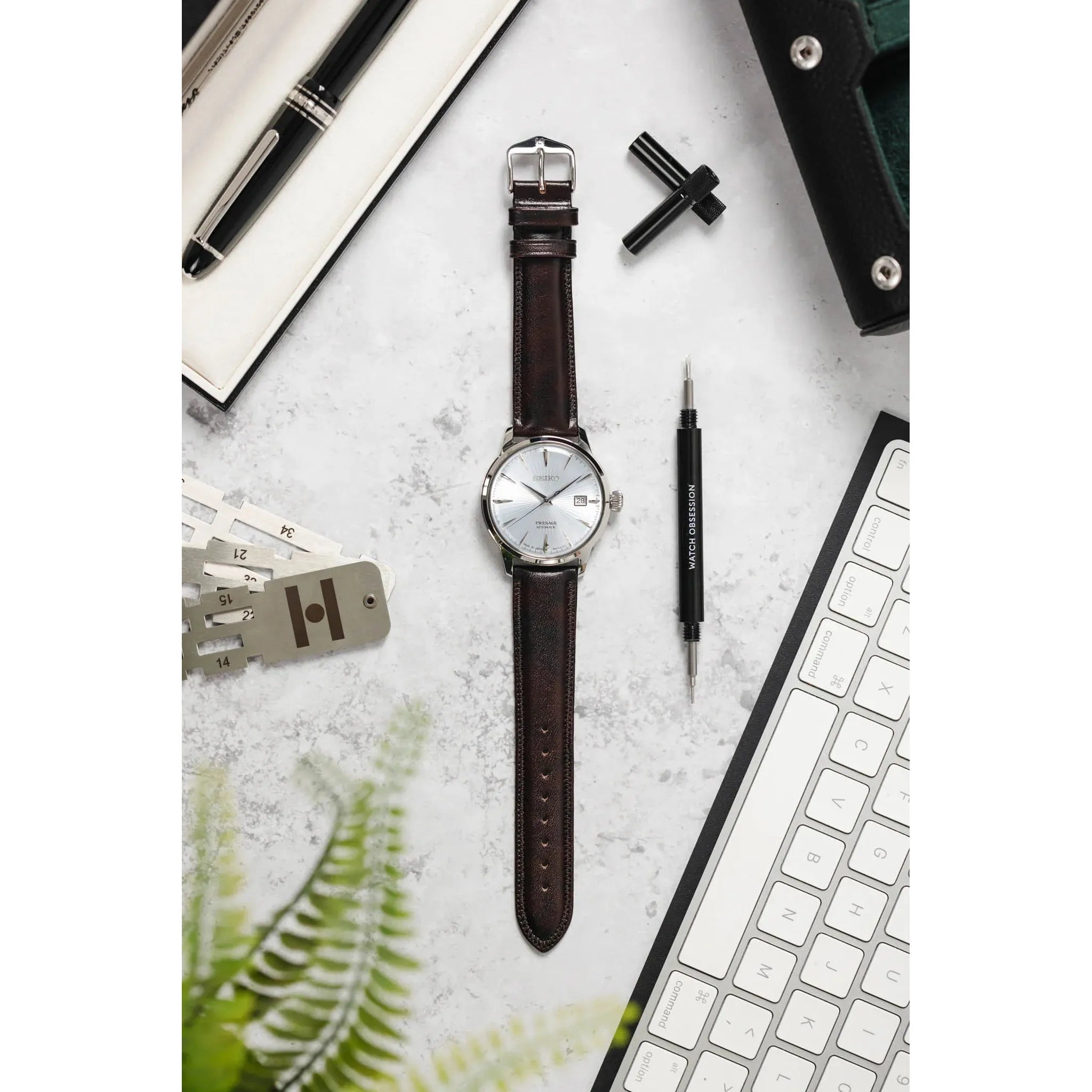 Brown HIRSCH ASCOT English Calfskin Watch Strap 015 75