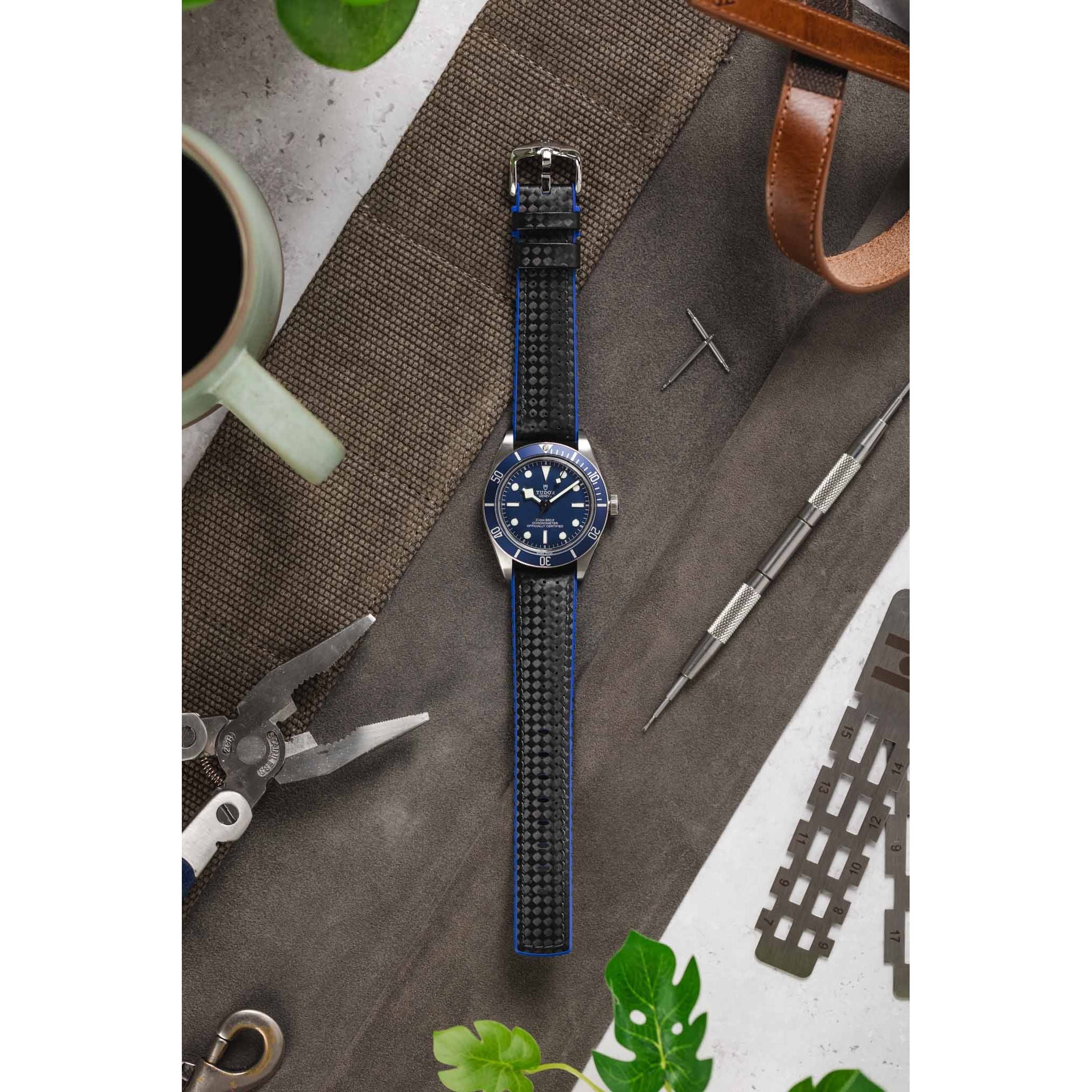 Black &amp; Blue HIRSCH AYRTON Performance Calfskin Watch band 091 80 92