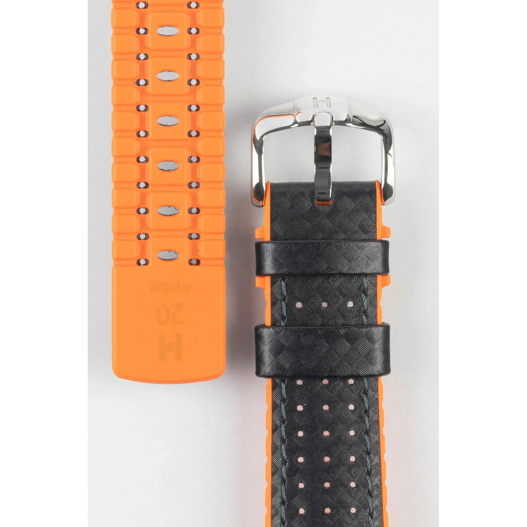 Black &amp; Orange HIRSCH AYRTON Performance Calfskin Watch band 091 80 92