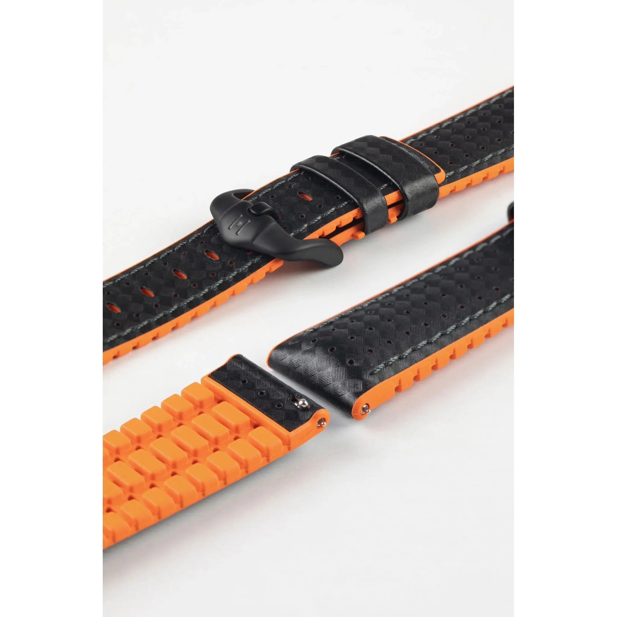 Black &amp; Orange HIRSCH AYRTON Performance Calfskin Watch band 091 80 92