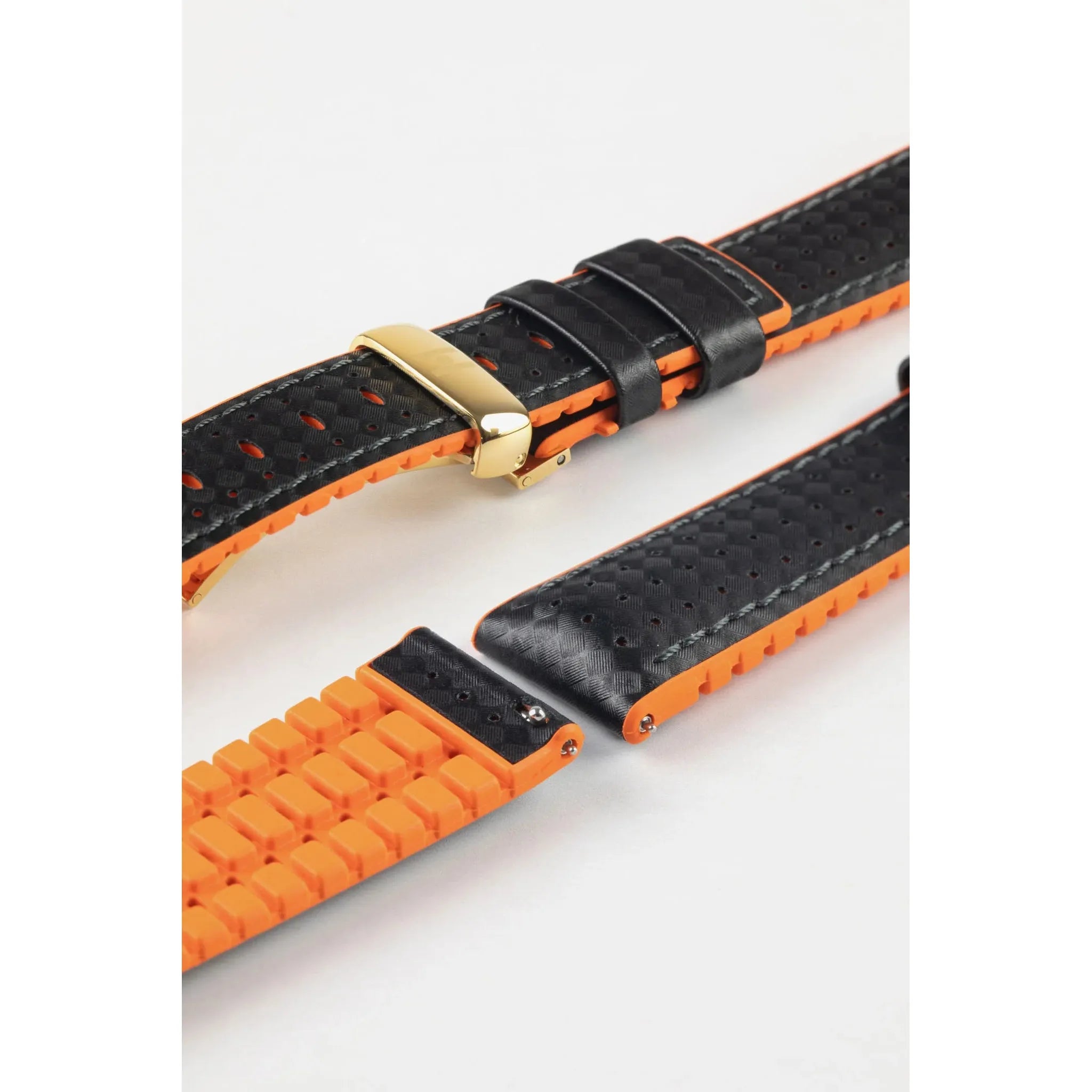 Black &amp; Orange HIRSCH AYRTON Performance Calfskin Watch band 091 80 92