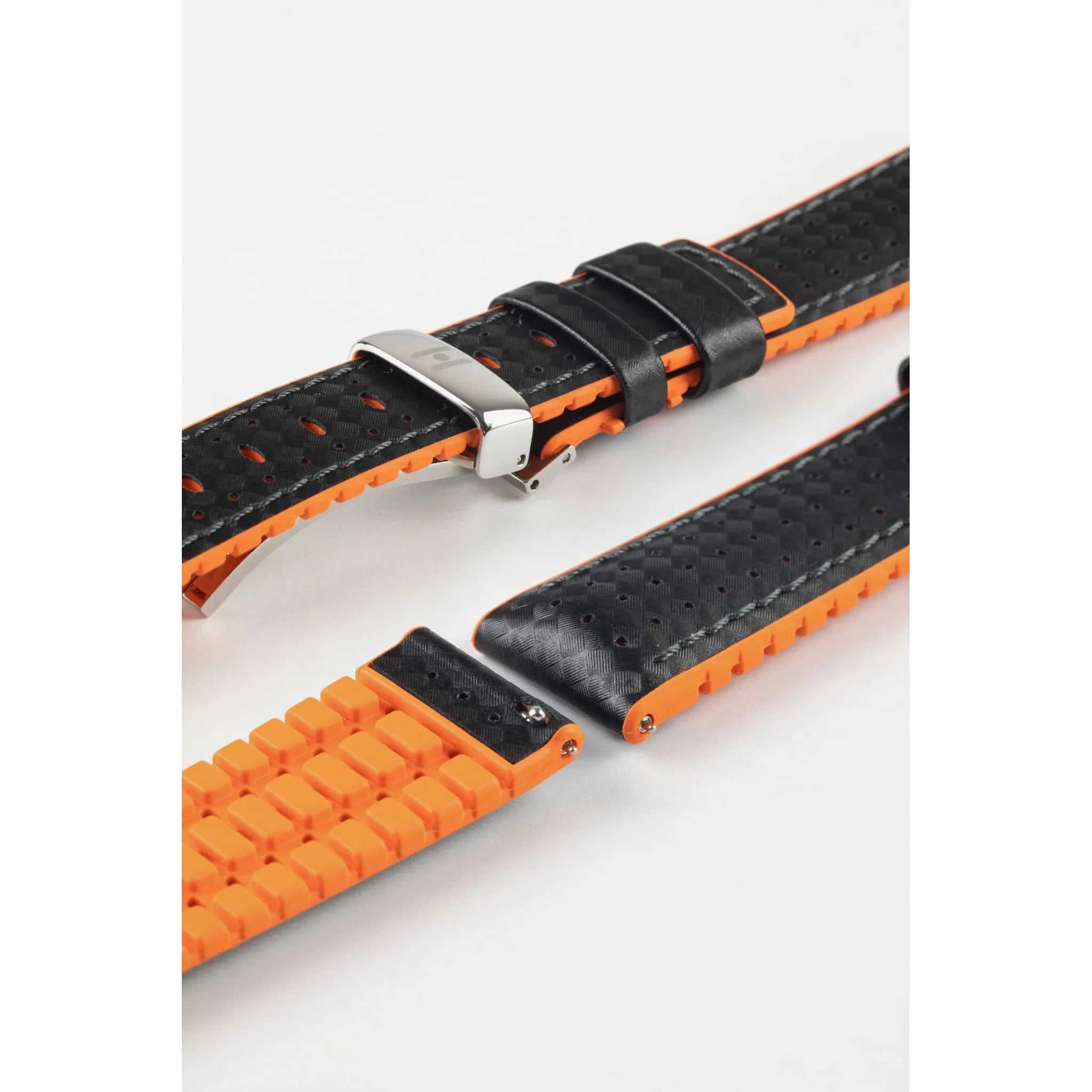 Black &amp; Orange HIRSCH AYRTON Performance Calfskin Watch band 091 80 92