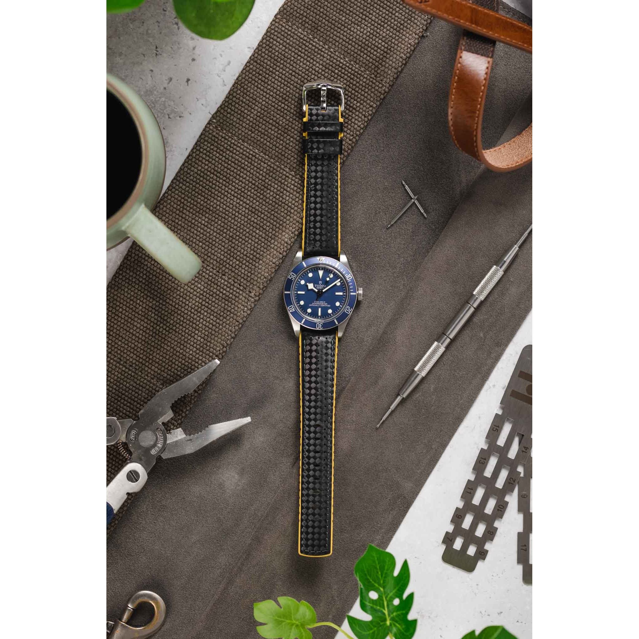 Black &amp; Yellow HIRSCH AYRTON Performance Calfskin Watch band 091 80 92